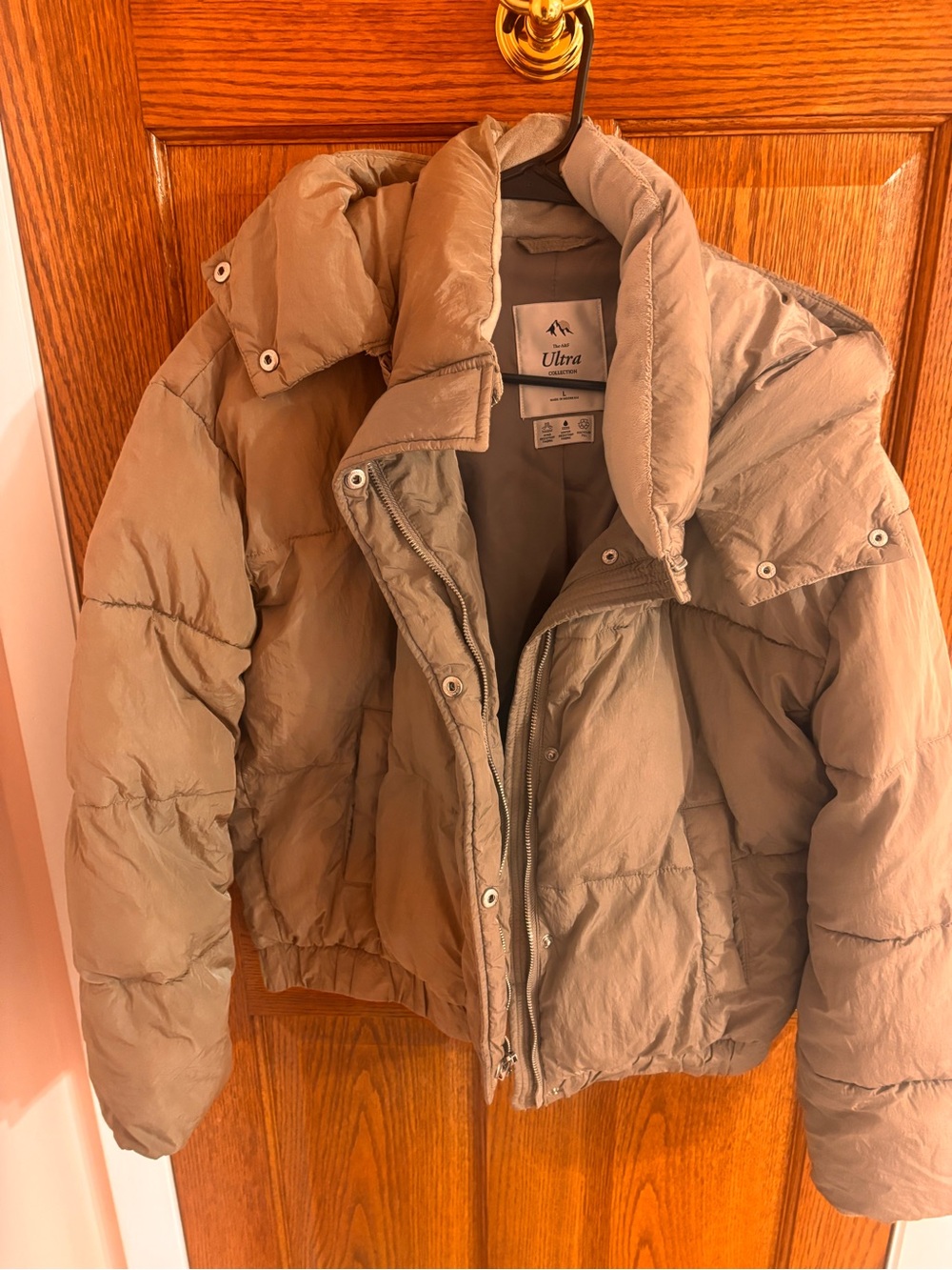 Women’s Abercrombie ' Tan Puffer Jacket - Warm Winter Coat